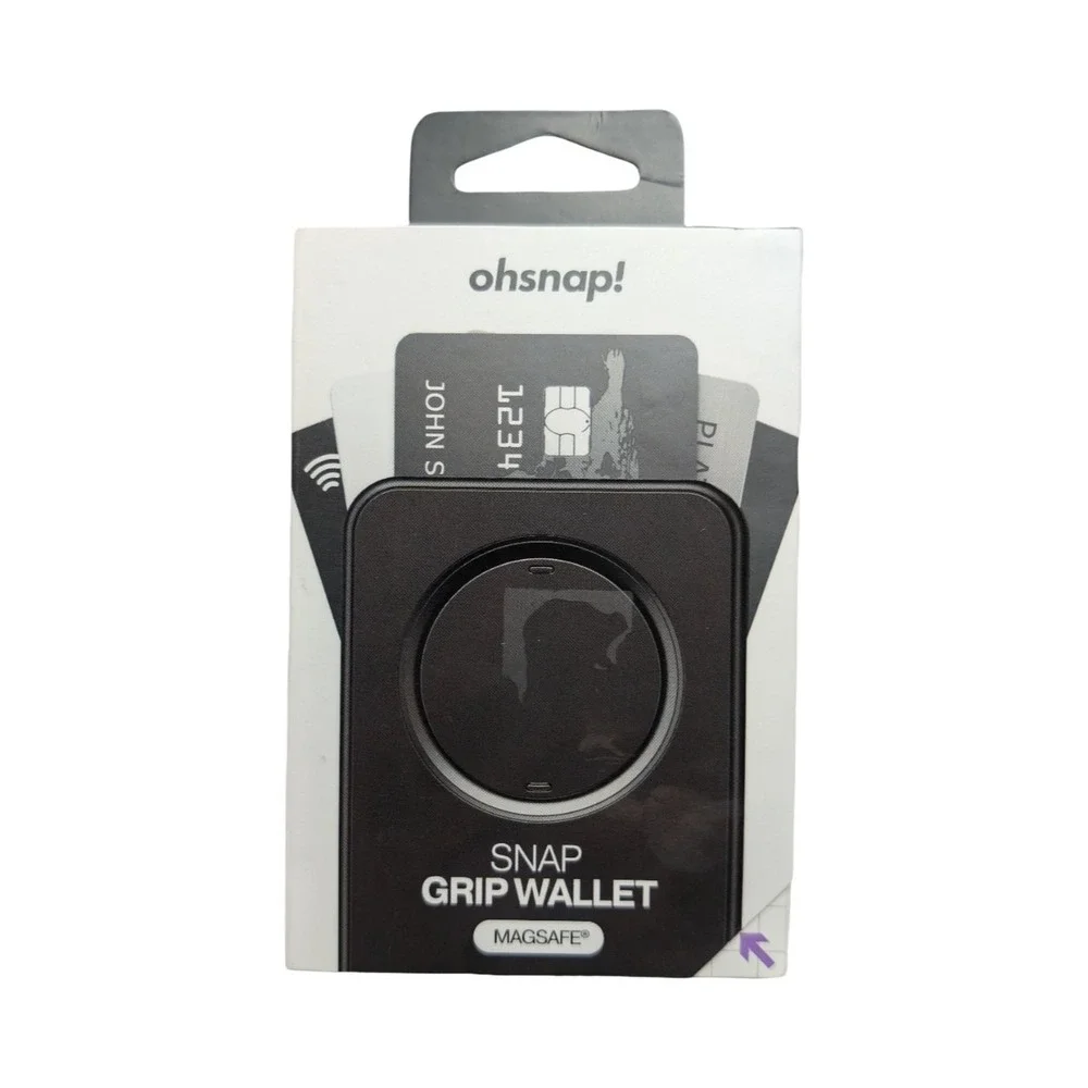 Cc5-O OhSnap Snap Magnetic MagSafe Phone Grip RFID Card‎ Wallet - Black